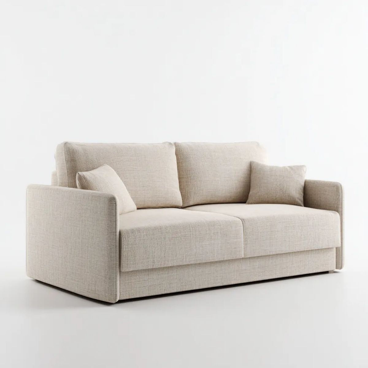Beżowa sofa dwuosobowa z tapicerką poliestrową 180 x 90 x 85 cm