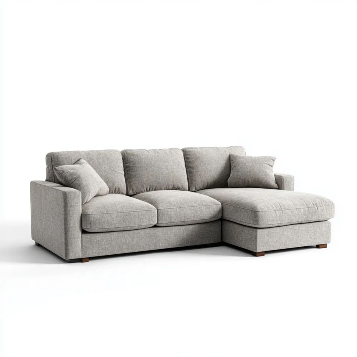 3-osobowa sofa narożna z prawostronnym szezlongiem, jasnoszara, z poliestru, 260 × 160 × 85 cm