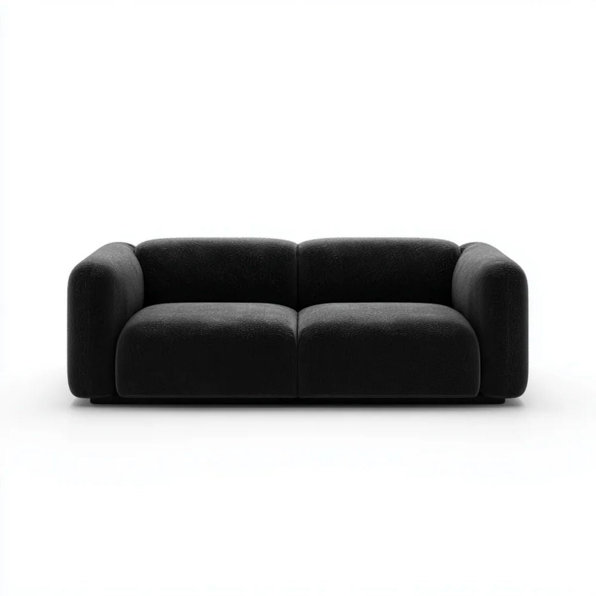 Czarna sofa dwuosobowa z tkaniny bouclé 180 x 90 x 75 cm