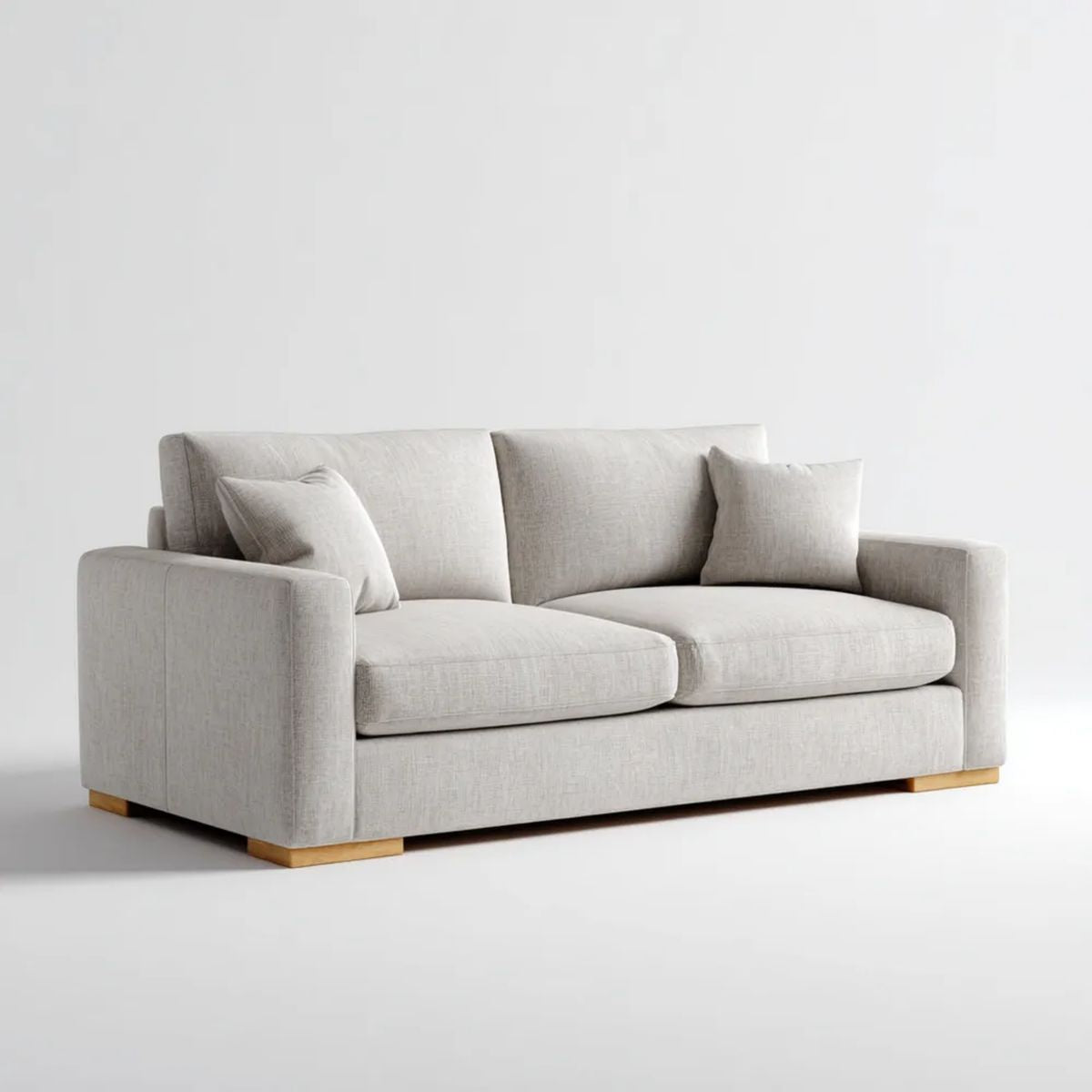 Sofa trzyosobowa jasnoszara z tapicerką poliestrową, 220 × 95 × 85 cm