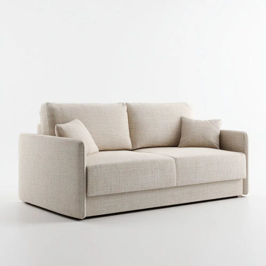 Beżowa sofa dwuosobowa z tapicerką poliestrową 180 x 90 x 85 cm