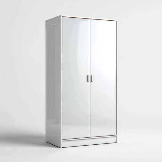 Biała dwudrzwiowa szafa z płyty wiórowej laminowanej 80 × 52 × 180 cm