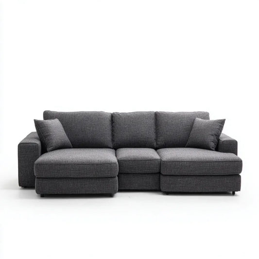 Trzyosobowa sofa z poliestru ciemnoszara/czarna 240 x 95 x 88 cm