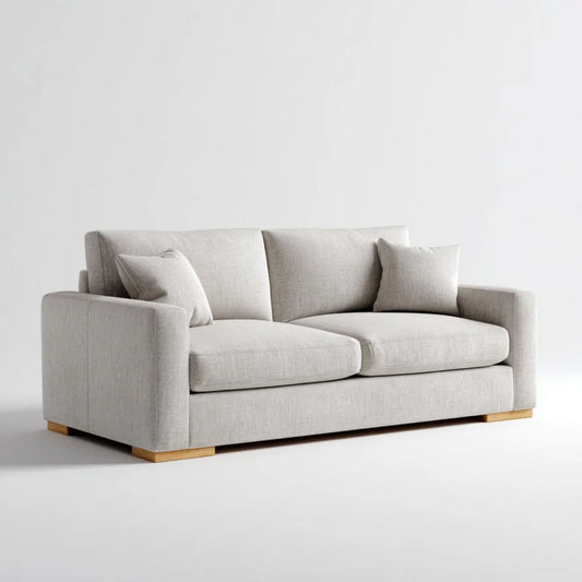 Sofa trzyosobowa jasnoszara z tapicerką poliestrową, 220 × 95 × 85 cm